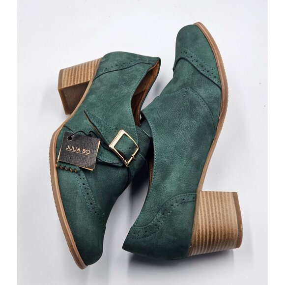 NWT Julia Bo Women's Green Leather Duke Pumps Heel Monk Shoes Sz 9.5 (40) 2974 - Picture 10 of 16